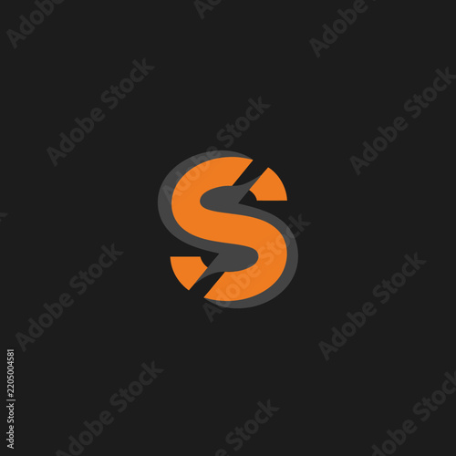 Modern Abstract Letter S Logo Design Orange and Gray Geometric Symbol on Dark Background