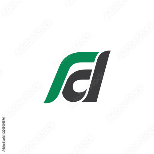 Modern abstract logo design fd letter combination green and black colors isolated on white background