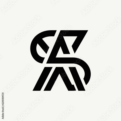 Modern Abstract Monogram SA Logo Design Geometric Lettermark Isolated Black Graphic Symbol