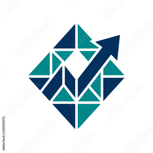 Geometric Abstract Logo with Upward Arrow Business Growth Concept Isolated on Transparent Background