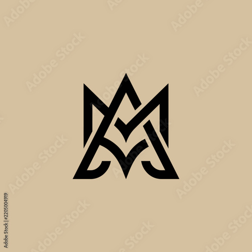Geometric Monogram Logo Design Abstract Letter Mark Stylized AM Initials Modern Branding Symbol
