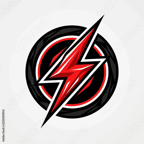 Dynamic Lightning Bolt Emblem With Bold Red Accents