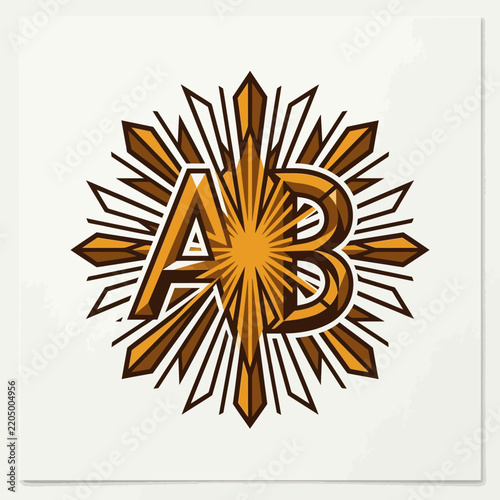Art Deco Sunburst With Initials Ab Stylized Graphic Design