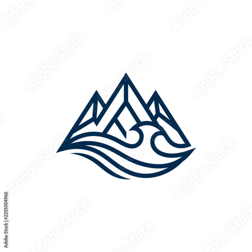Abstract Mountain And Wave Logo Design Minimalist And Modern