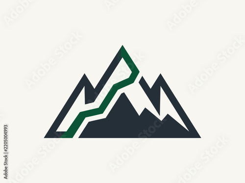 Abstract Mountain Peak With Growth Chart Icon Graphic Design