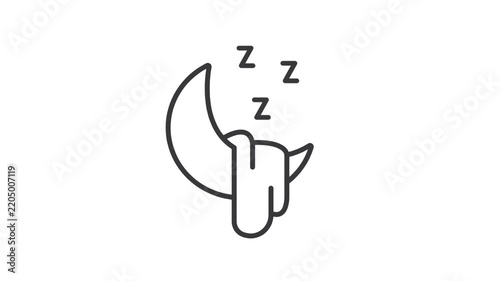 Moon with a blanket over her, night sleep, black, vector, icon. 