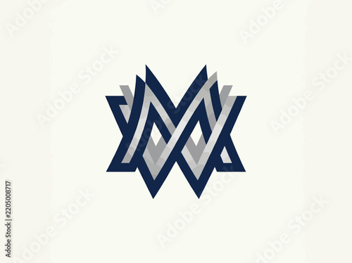 Abstract Geometric Star Monogram Design On White Background