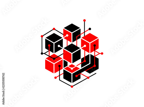 Abstract Geometric Structure Representing Data Network Or Blockchain Technology