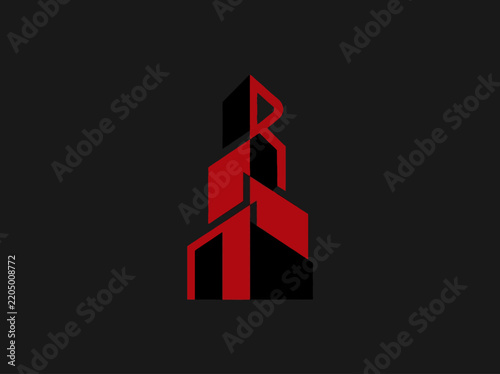 Abstract Geometric Structure With Bold Red And Black Hues