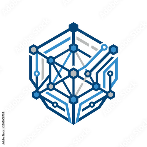 Abstract Geometric Network Structure Futuristic Digital Technology Concept Isolated on Transparent Background