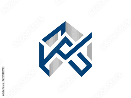 Abstract Geometric Logo With Blue And Gray Interlocking Shapes On White