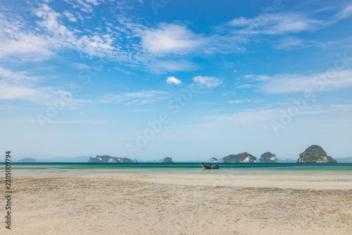 Beautiful beach on the tropical sea at Krabi  Province, Thailand.