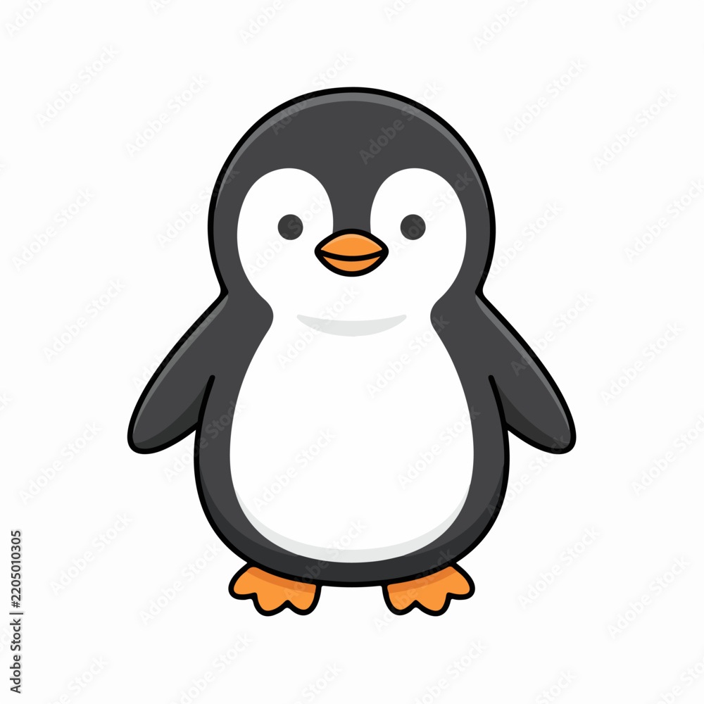 Obraz premium Cute cartoon penguin waving cheerfully
