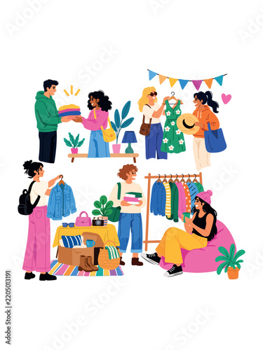 friends sharing clothes and fashion accessories