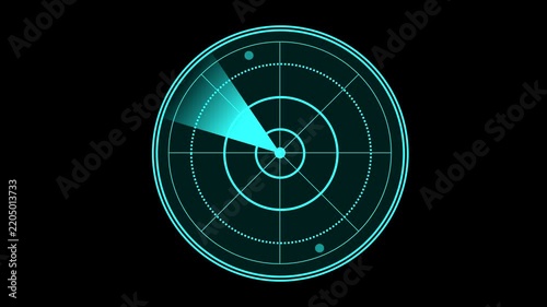 Futuristic Blue Radar Scanning World Map - Global Surveillance Loop Animation