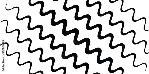 Wave line and wavy zigzag pattern lines. Vector black underlines, Geometric decoration element. smooth end squiggly horizontal, squiggles on white background.