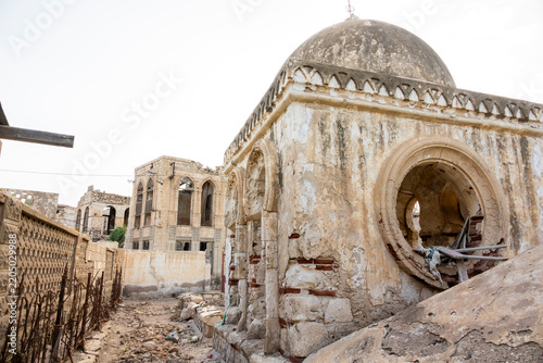 Ruined domed building with collapsed arches, Massawa, Eritrea