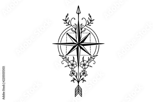 compass on a black background