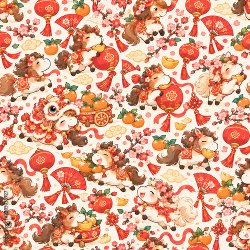 Cute funny animals seamless repeating pattern