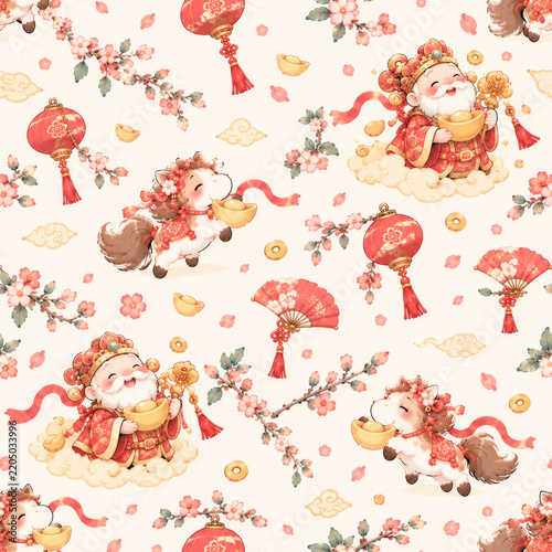 Cute funny animals seamless repeating pattern