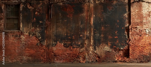 Aged Vintage Brick Wall Texture With Weathered Dark Grungy Surface Pattern Weather Protection Mural