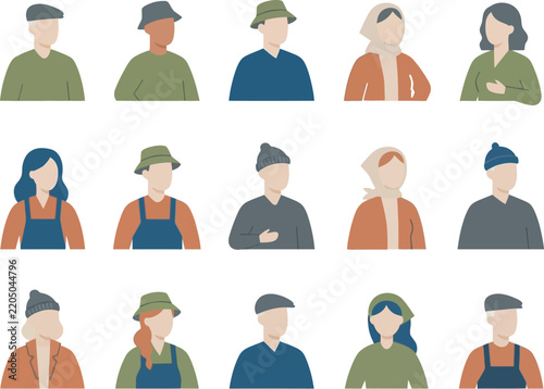 Diverse Farming Characters with Modern Flat Vector Style