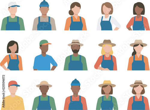 Diverse Agricultural Workers Character Illustration Set