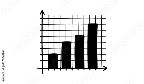 Hand Drawn Bar Graph Coordinate Grid Vector Illustration