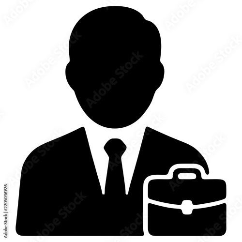 Businessman executive avatar icon with suit tie and briefcase silhouette vector graphic element for corporate management and career concepts