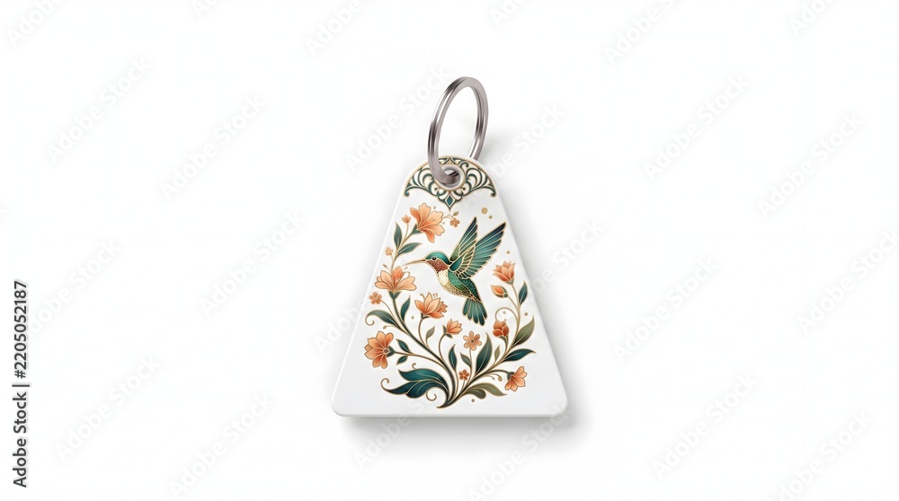 Fototapeta premium Hummingbird Floral Keychain Design