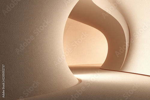 Organic Architecture with Curved Passageways in Warm Neutral Tones