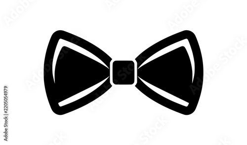 Classic Black and White Tuxedo Bow Tie Flat Vector Illustration