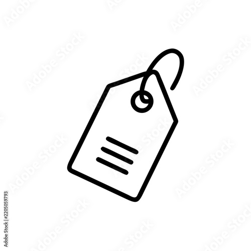 Minimalist price tag vector icon illustration in black on transparent.
