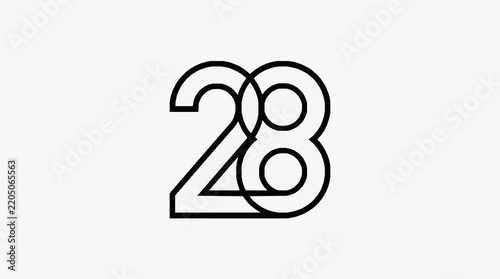 Elegant Year Number 2028 in Bold Minimalist Line Art Design