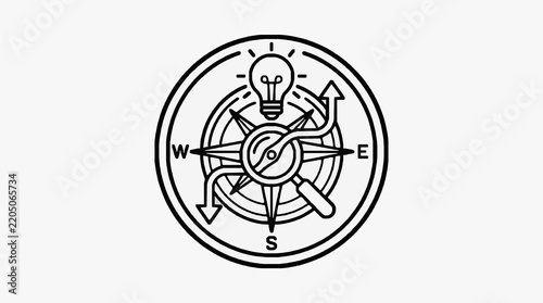Creative Compass with Lightbulb Symbolizing Innovation and Directional Strategy