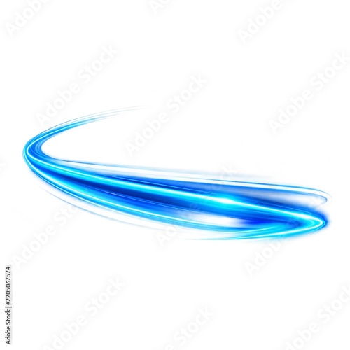Blue Abstract Swirl Light Trail with Glowing Effect
