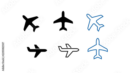 Airplane Icons Vector Set Isolated on White Background   Minimalist Plane Outline and Glyph Silhouette Vector Collection   Flight and Travel Airplane Vector Icons Pack for App Design   