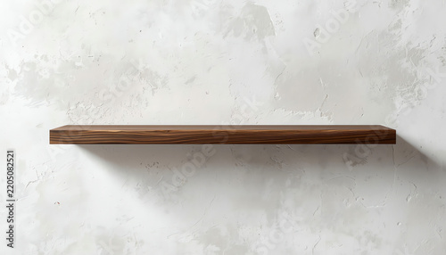 Wood shelf on brick wall. Polished cement floor. texture background. furniture