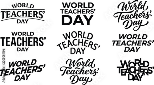 World Teachers' Day diverse typography designs for educational celebration and recognition concepts