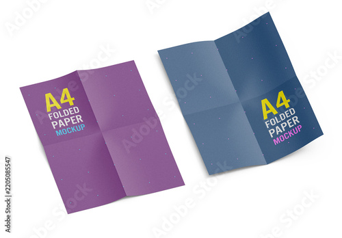 A4 Folded Paper Mockup Set with Transparent Background