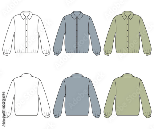 Men's Long Sleeve Dress Shirt Technical Fashion Design, Classic Men's Button Up Shirt Front and Back View, Professional Men's Formal Shirt Apparel Design Template