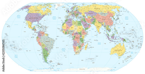 World map vector globe template - equal earth 