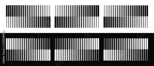 Monochrome Vertical Line Composition with Optical Illusion and Geometric Bars