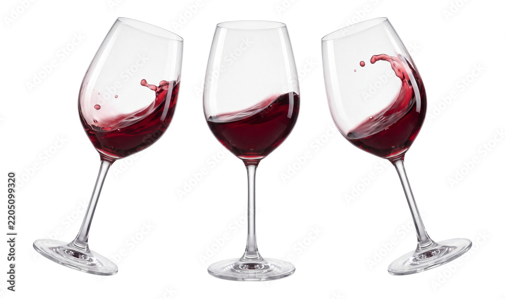 Naklejka premium Three glasses of red wine isolated on transparent background