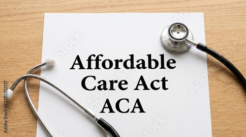 Affordable care act stethoscope on document