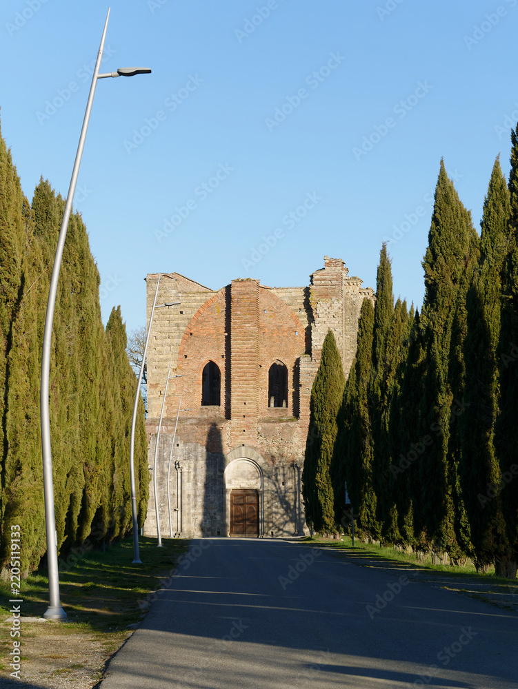 Obraz premium details of the Abbey of San Galgano in Chiusdino in the province of Siena