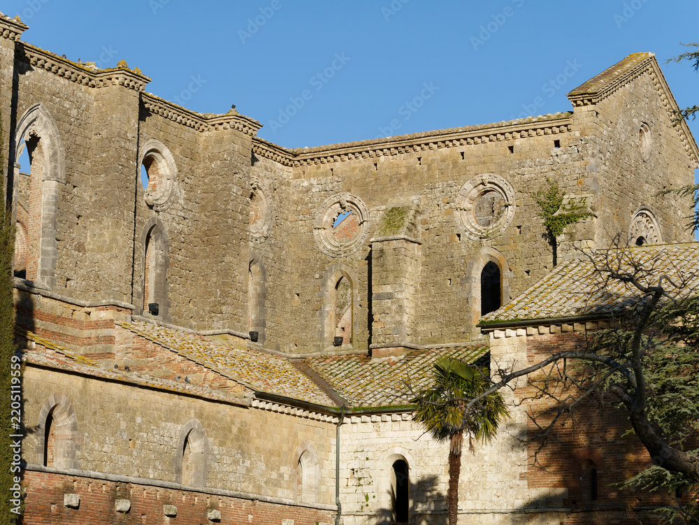 Fototapeta premium details of the Abbey of San Galgano in Chiusdino in the province of Siena