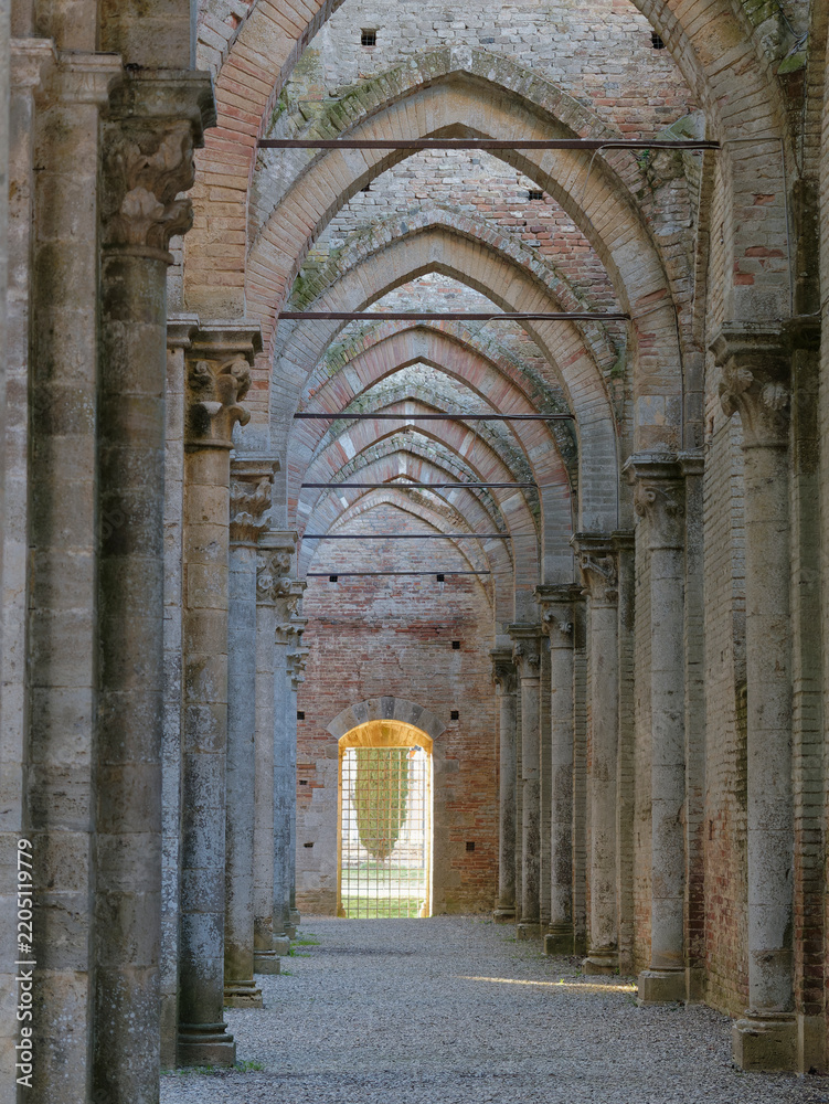 Fototapeta premium details of the Abbey of San Galgano in Chiusdino in the province of Siena