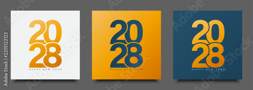 Set of 2028 Happy New Year logo design. 2028 number design template.