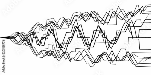 Abstract lines expanding from a point representing growth and data flow with clean white background